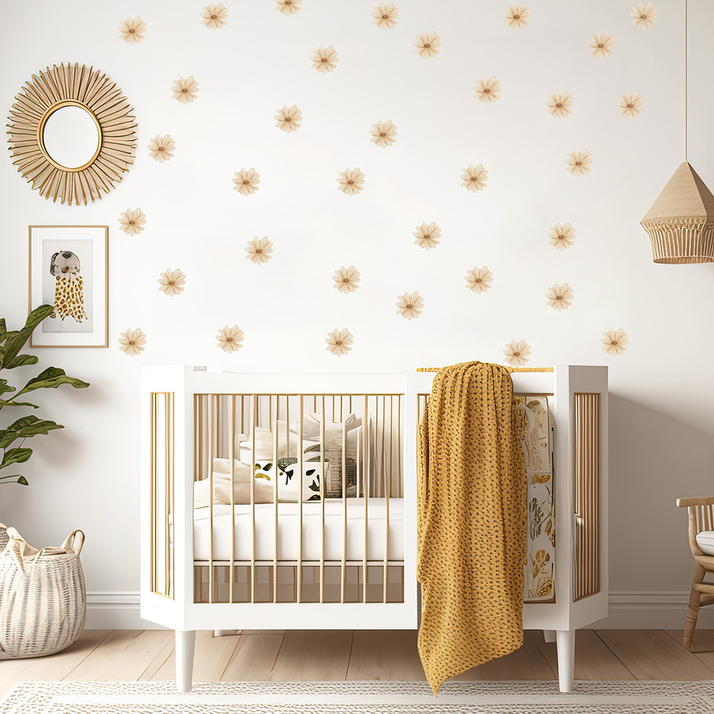 Wand dekoriert mit Boho Gänseblümchen Wandsticker
