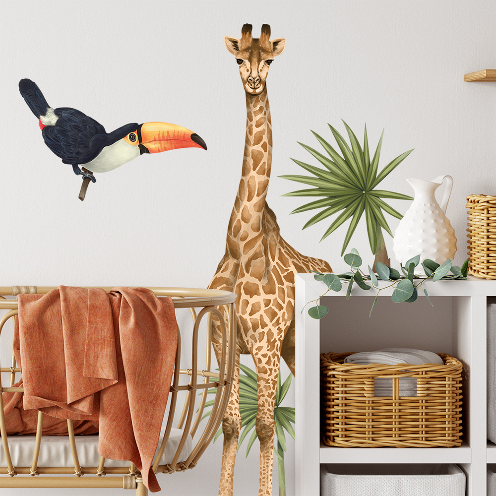 Wand dekoriert mit Safari-Tiere II Wandsticker