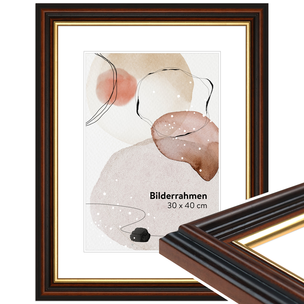 Mende Frames Bilderrahmen H015 Braun 30 x 30 cm aus Holz Made in Germany