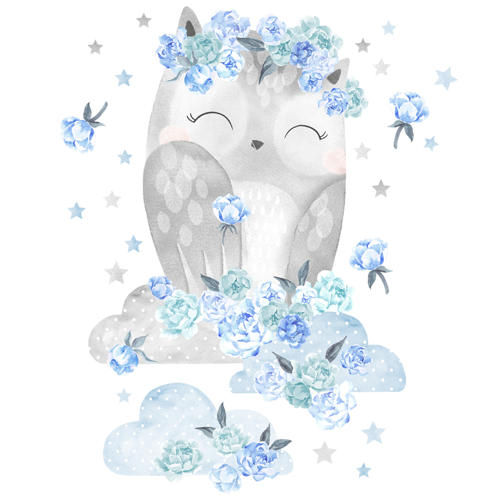 Wandtattoo einer blauen Eule