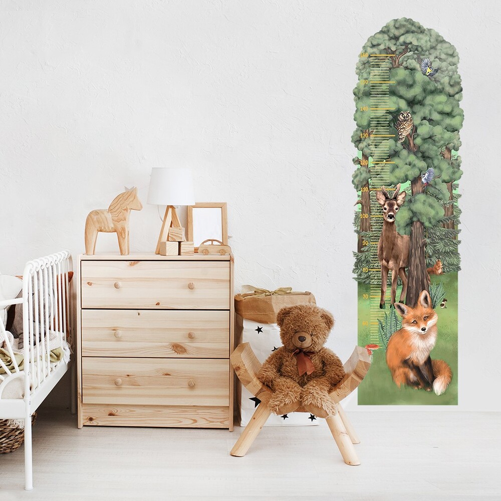 Wandaufkleber Motiv Kindermesslatte Wald 