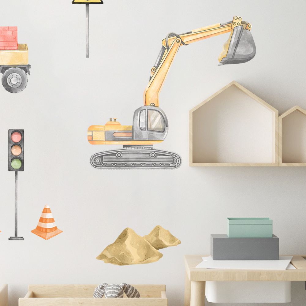 Wandaufkleber Motiv gelbes Baustellen-Set II