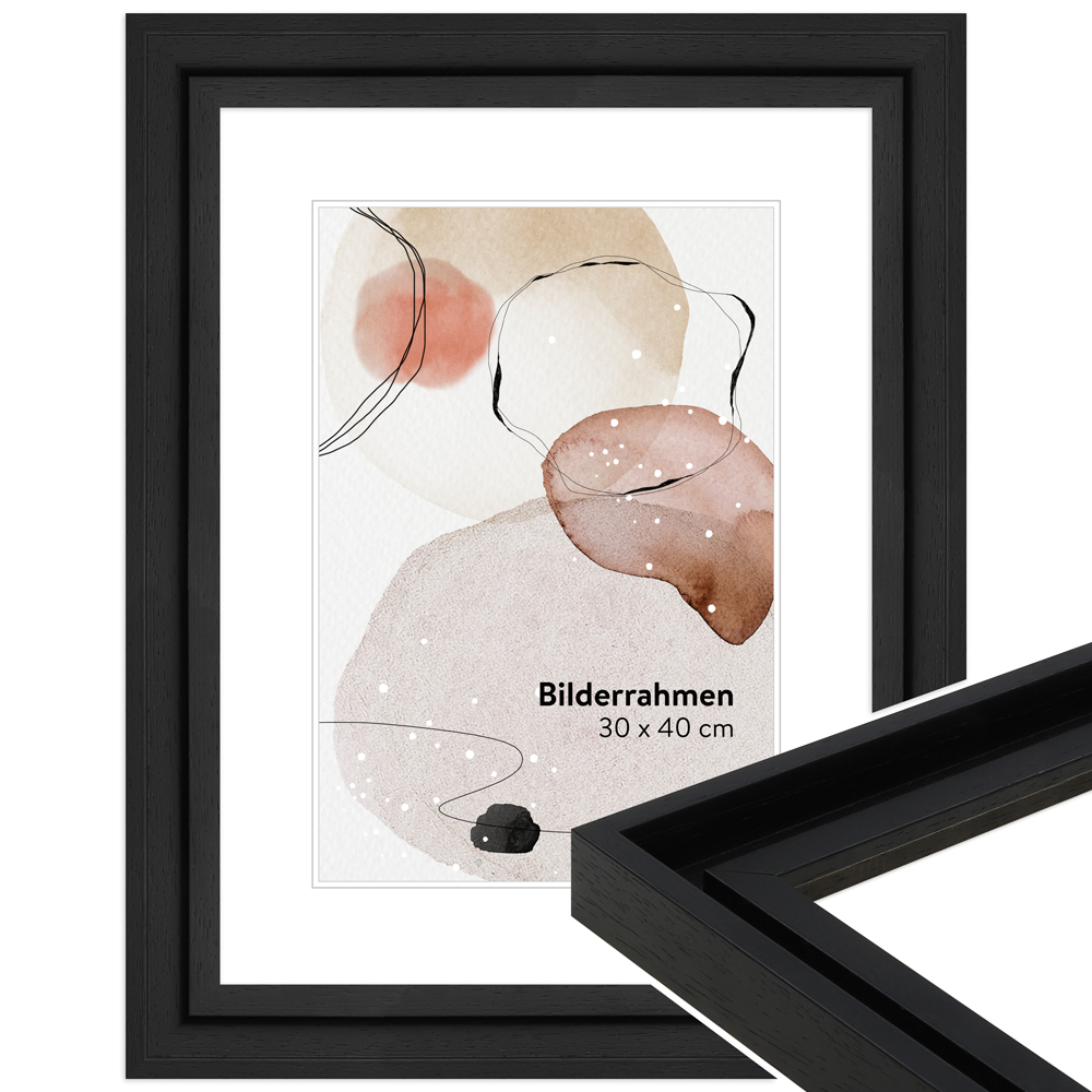 Mende Frames Bilderrahmen H540 Schwarz, gemasert 30 x 90 cm aus Holz Made in Germany