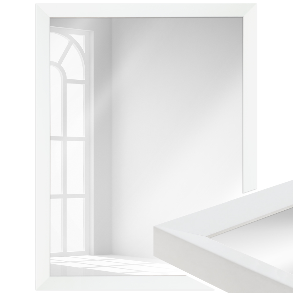 Mende Frames Wandspiegel H130 Weiß 15 x 20 cm aus Holz Made in Germany