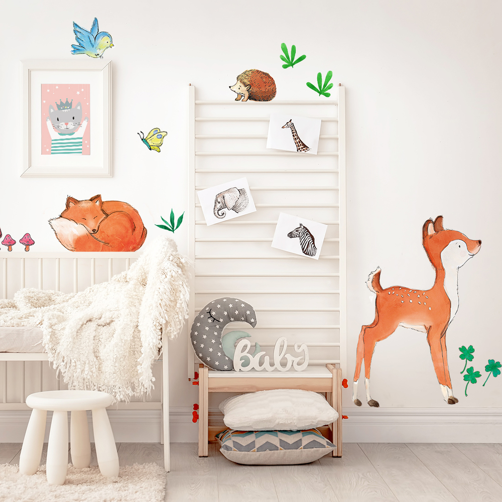 Wand dekoriert mit Waldfreunde Wandsticker