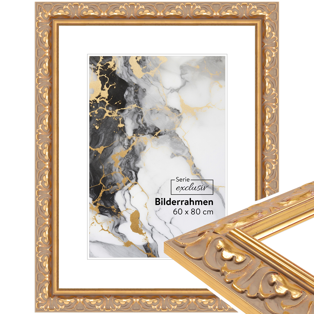 Mende Frames Bilderrahmen E043 Gold 20 x 30 cm aus Holz Made in Germany