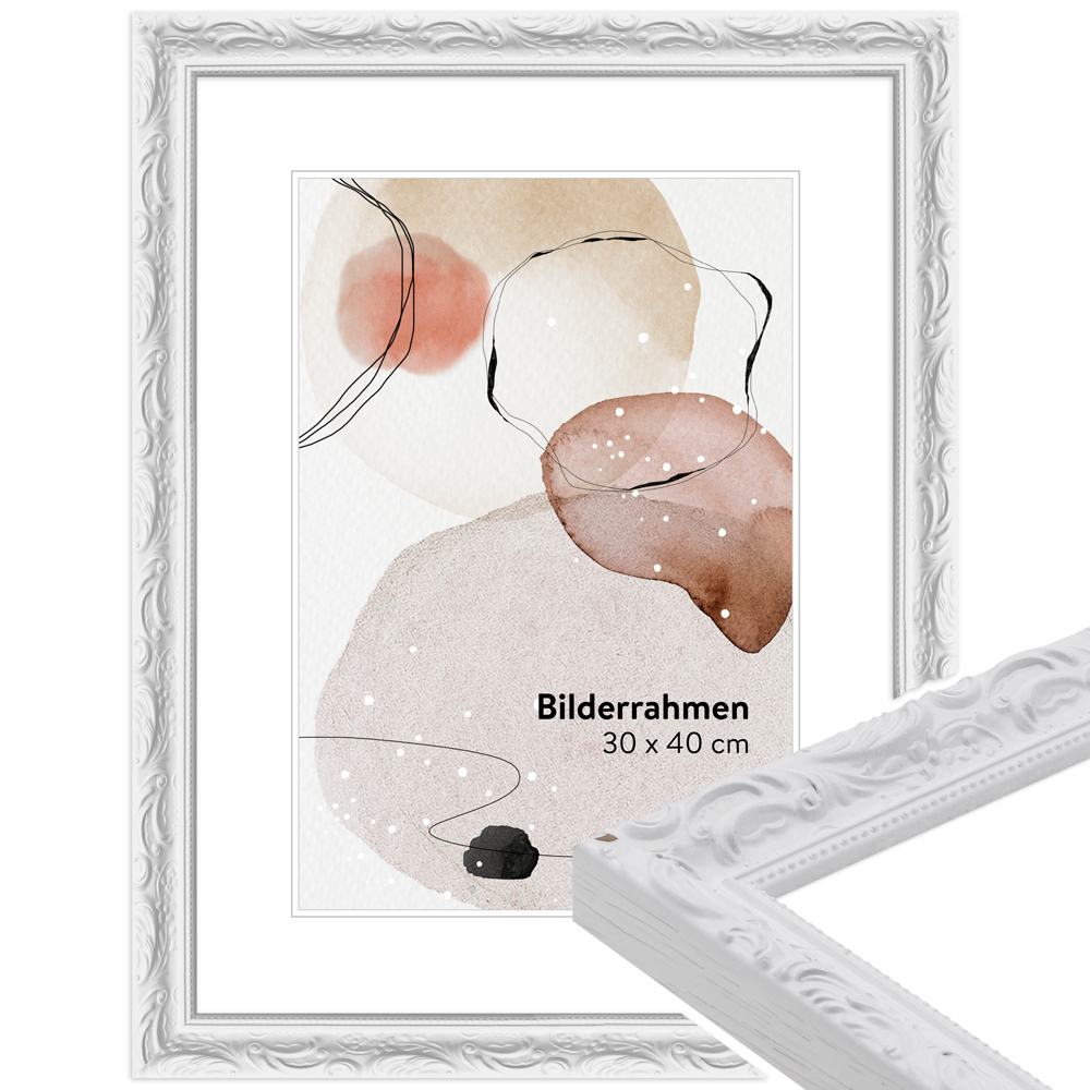 Mende Frames Bilderrahmen H530 Weiß 40 x 60 cm aus Holz Made in Germany