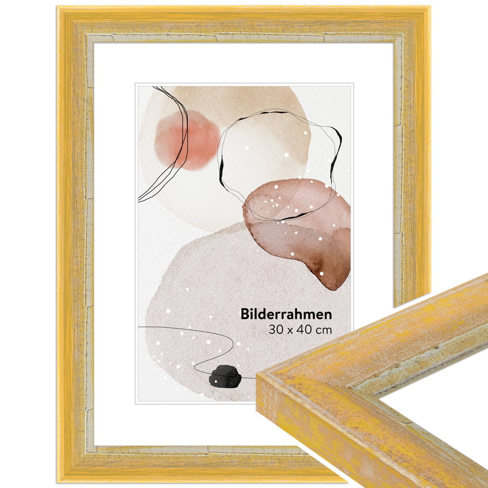 Mende Frames Bilderrahmen H640 Gelb 13 x 18 cm aus Holz Made in Germany