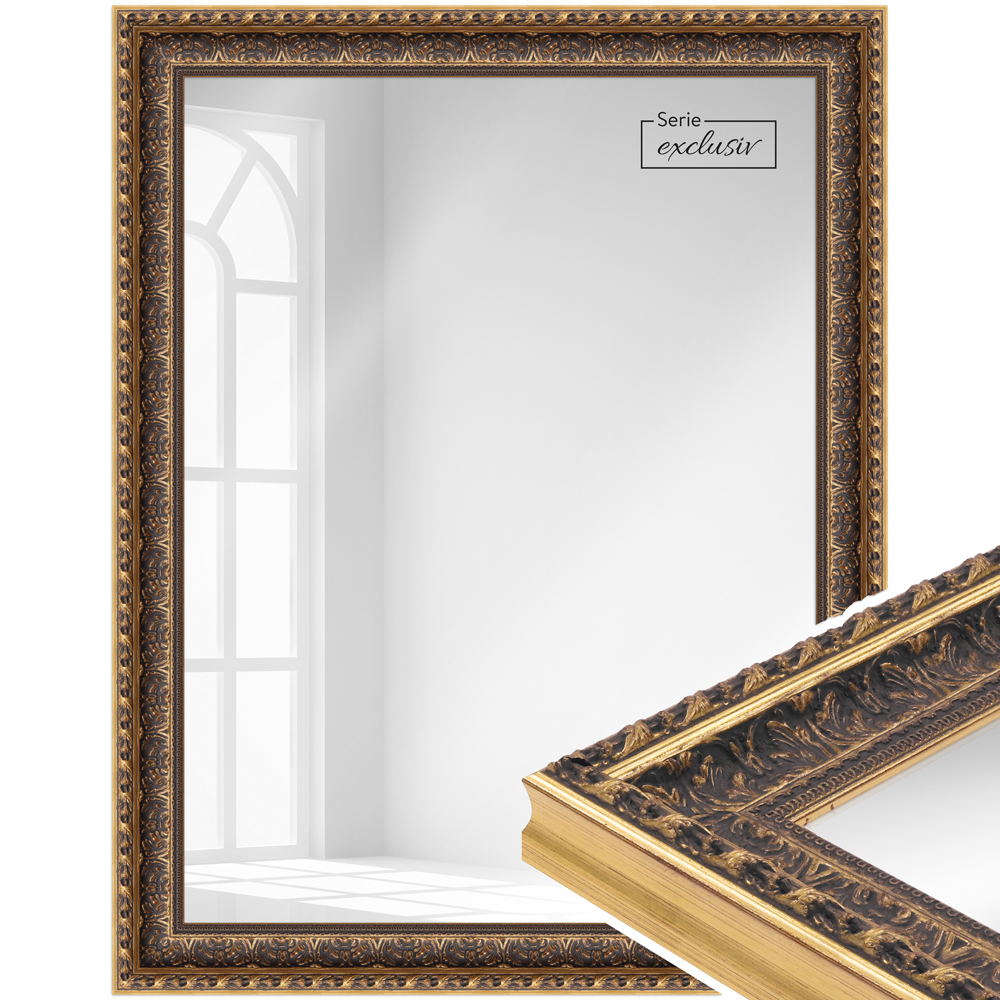 Mende Frames Wandspiegel E047 Gold 50 x 70 cm aus Holz Made in Germany