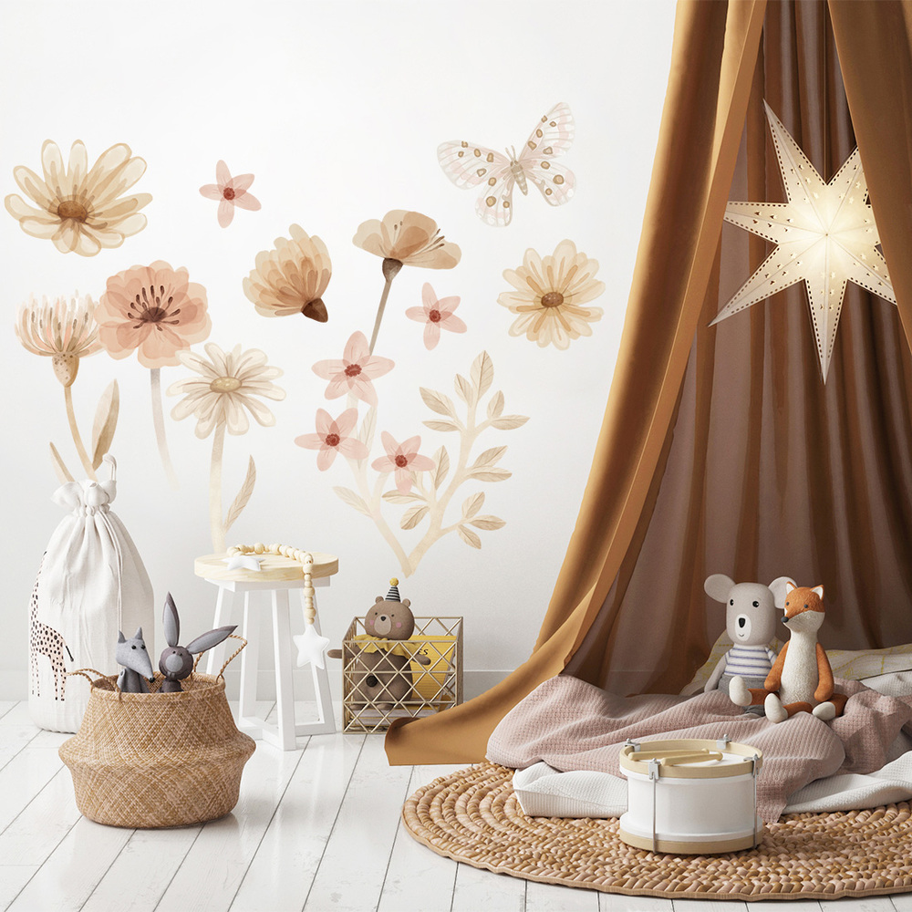 Wand dekoriert mit Wiesen-Set I Wandsticker