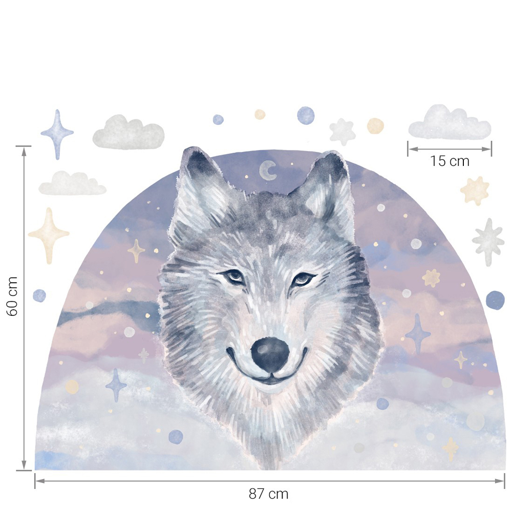 Größenabmessung Wolf XL Wandtattoo