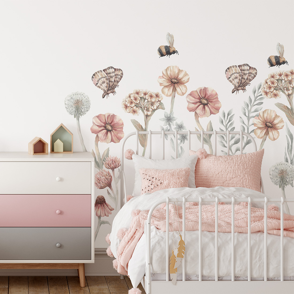 Wildblumen-Set II Wandtattoo an Kinderzimmerwand