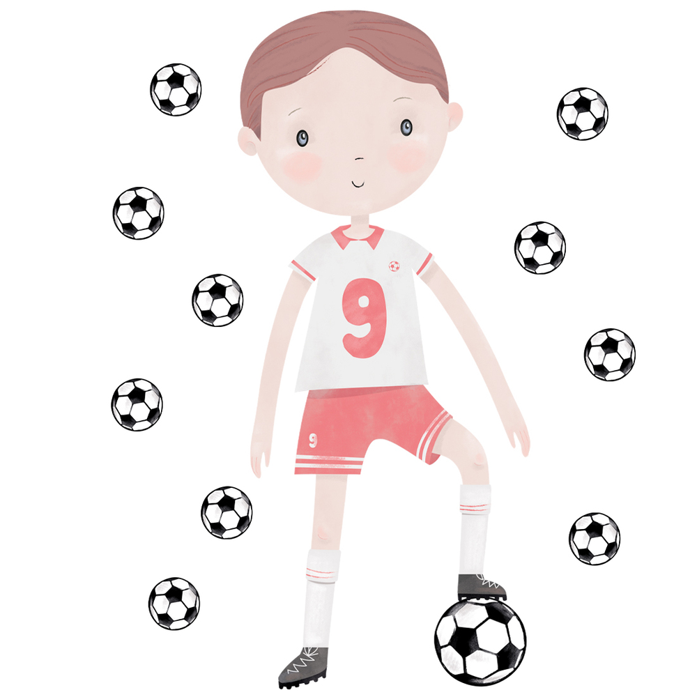 Wandtattoo eines roten Fußballspielers