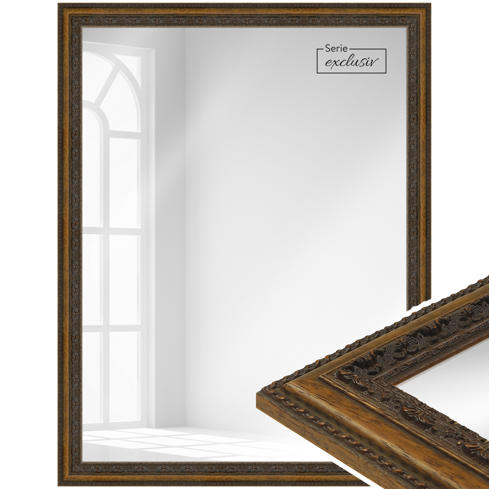 Mende Frames Wandspiegel E031 Braun 70 x 70 cm aus Holz Made in Germany