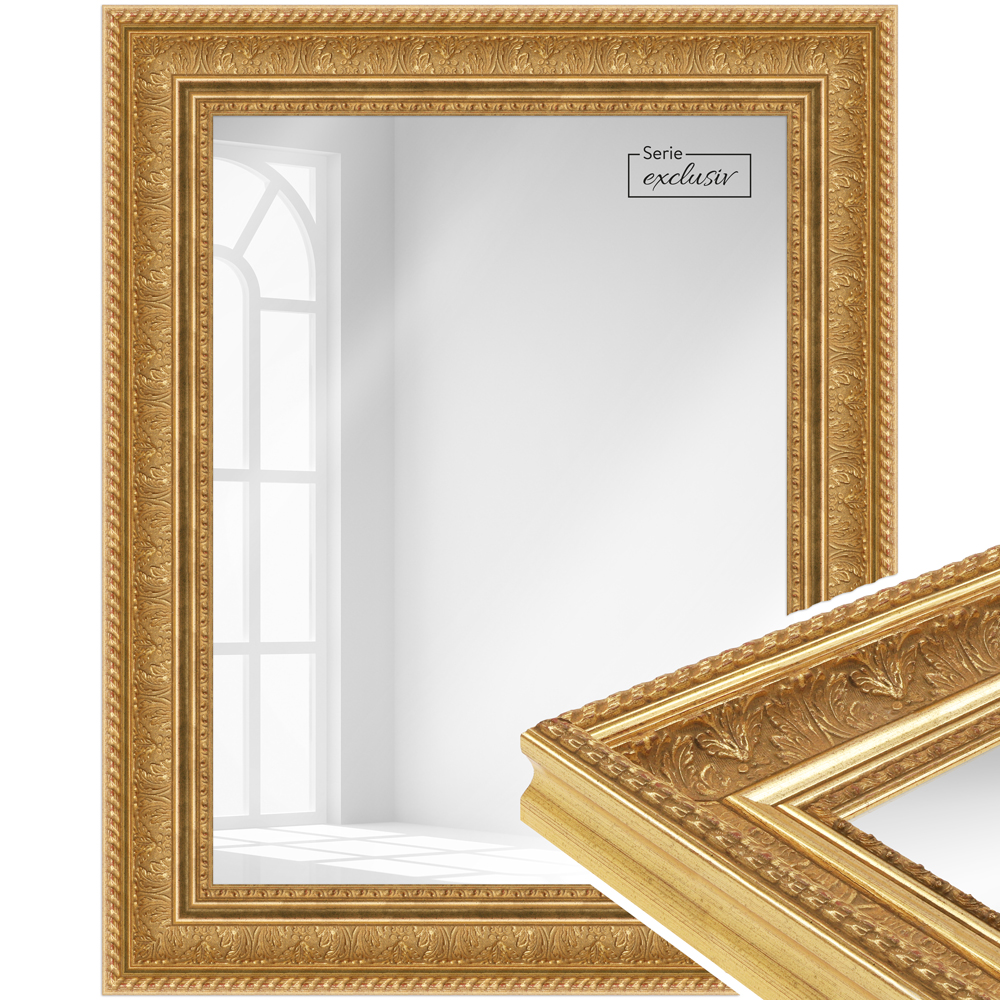 Mende Frames Wandspiegel E044 Gold 50 x 65 cm aus Holz Made in Germany