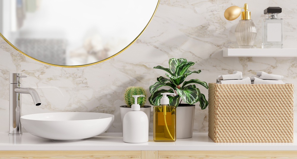 Goldspiegel rund Goldener Wandspiegel im Bad