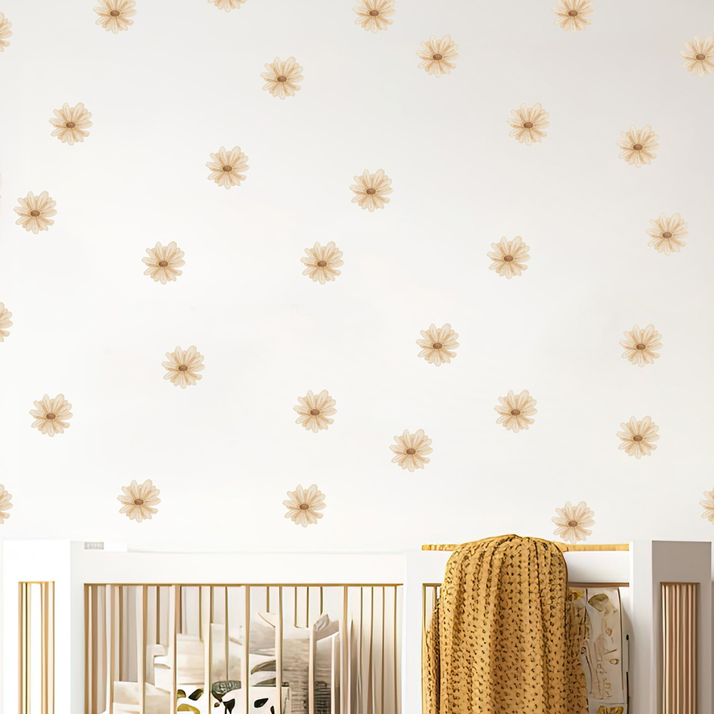 Kinderzimmer dekoriert mit Boho Gänseblümchen Sticker