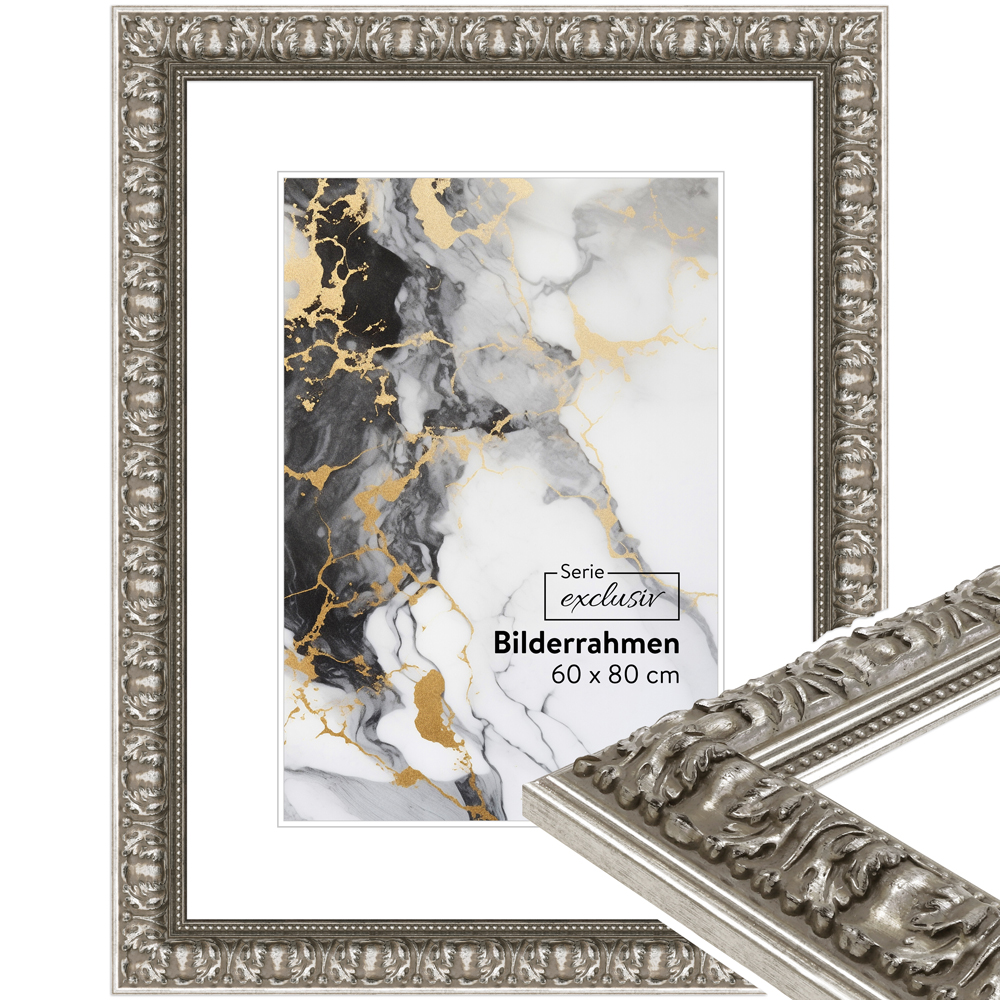 Mende Frames Bilderrahmen E041 Silber 70 x 100 cm aus Holz Made in Germany