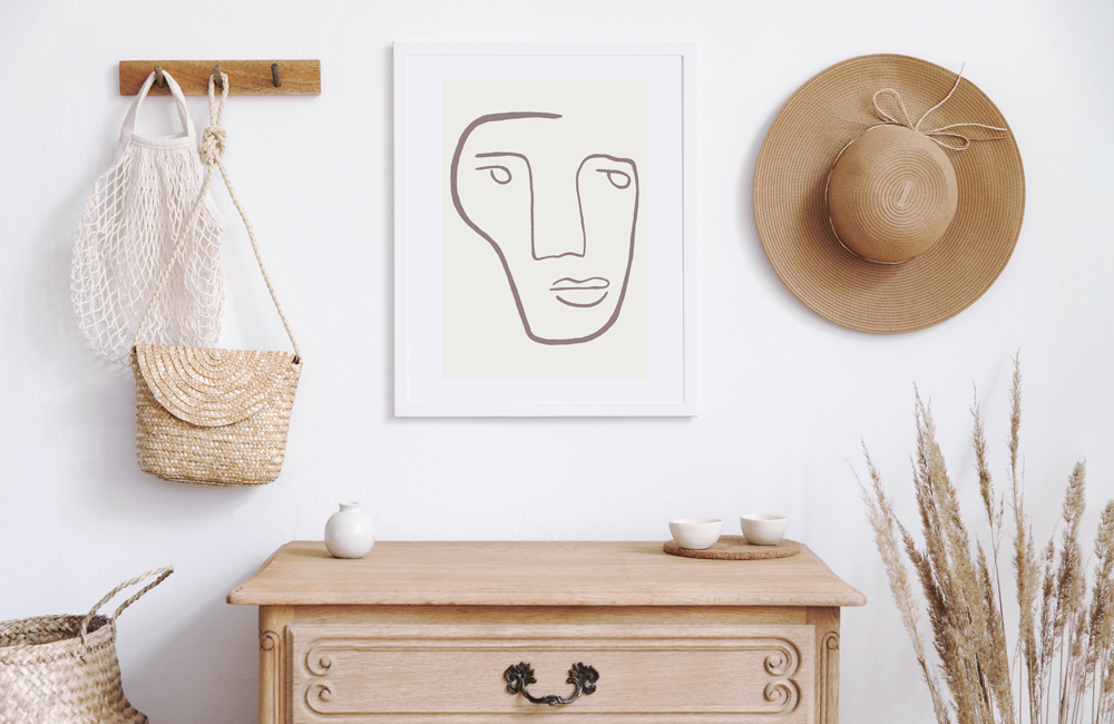 moderner Bilderrahmen weiß minimalistisches Poster in weißem Rahmen