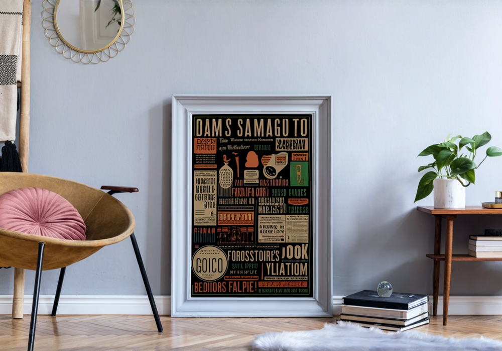 kubanisches Poster Ein buntes kubanisches Poster steht in einem Wohnzimmer