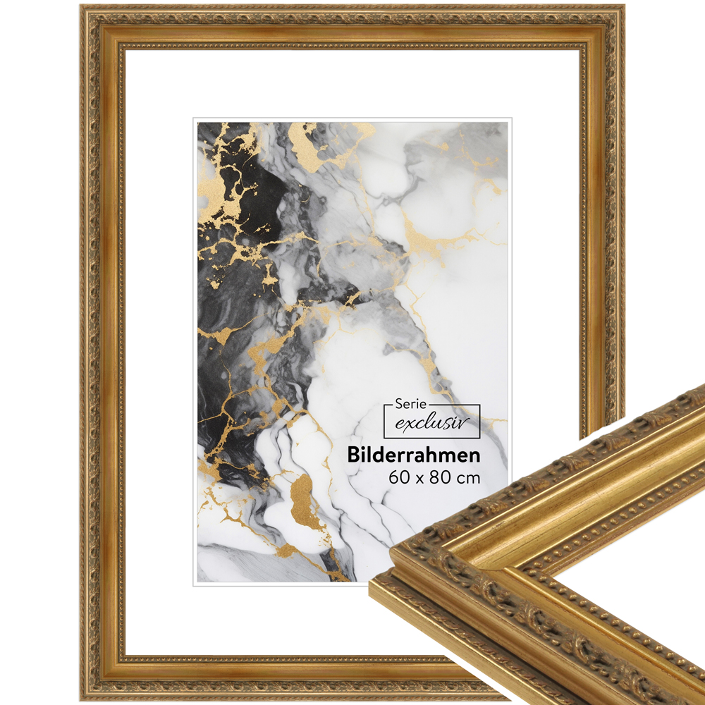 Mende Frames Bilderrahmen E027 Gold 70 x 70 cm aus Holz Made in Germany
