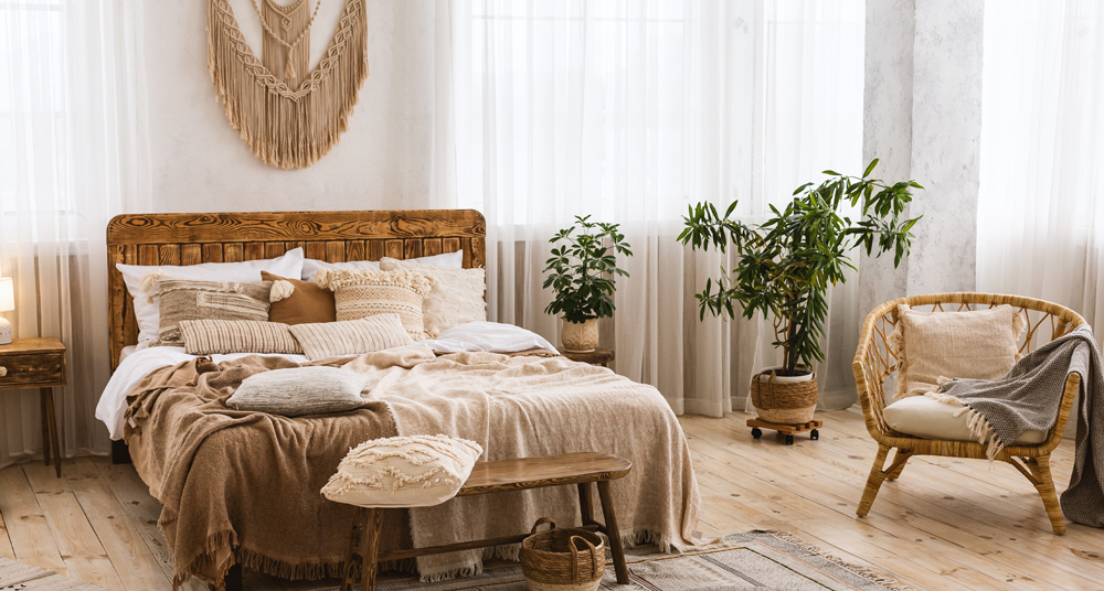 Schlafzimmer eingerichtet im Landhausstil Landhaus Dekoration in Schlafzimmer