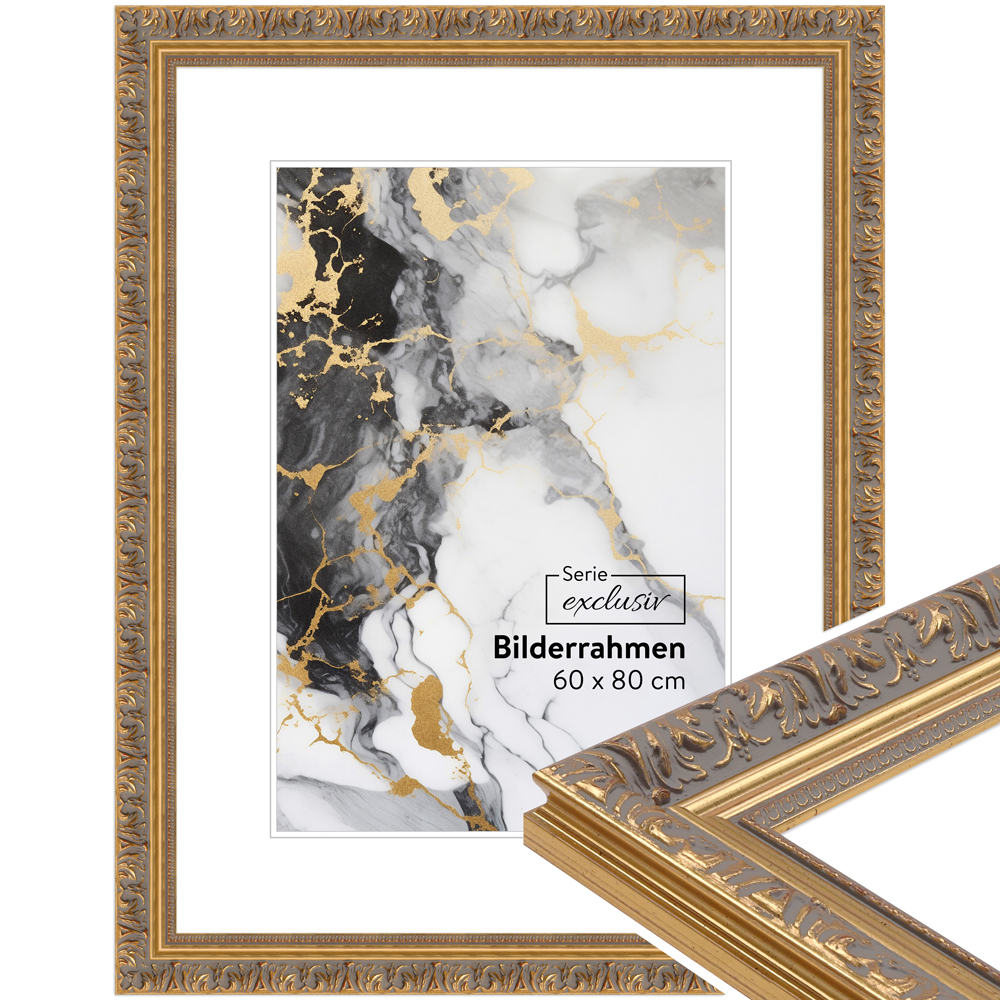 Mende Frames Bilderrahmen E042 Gold 20 x 40 cm aus Holz Made in Germany
