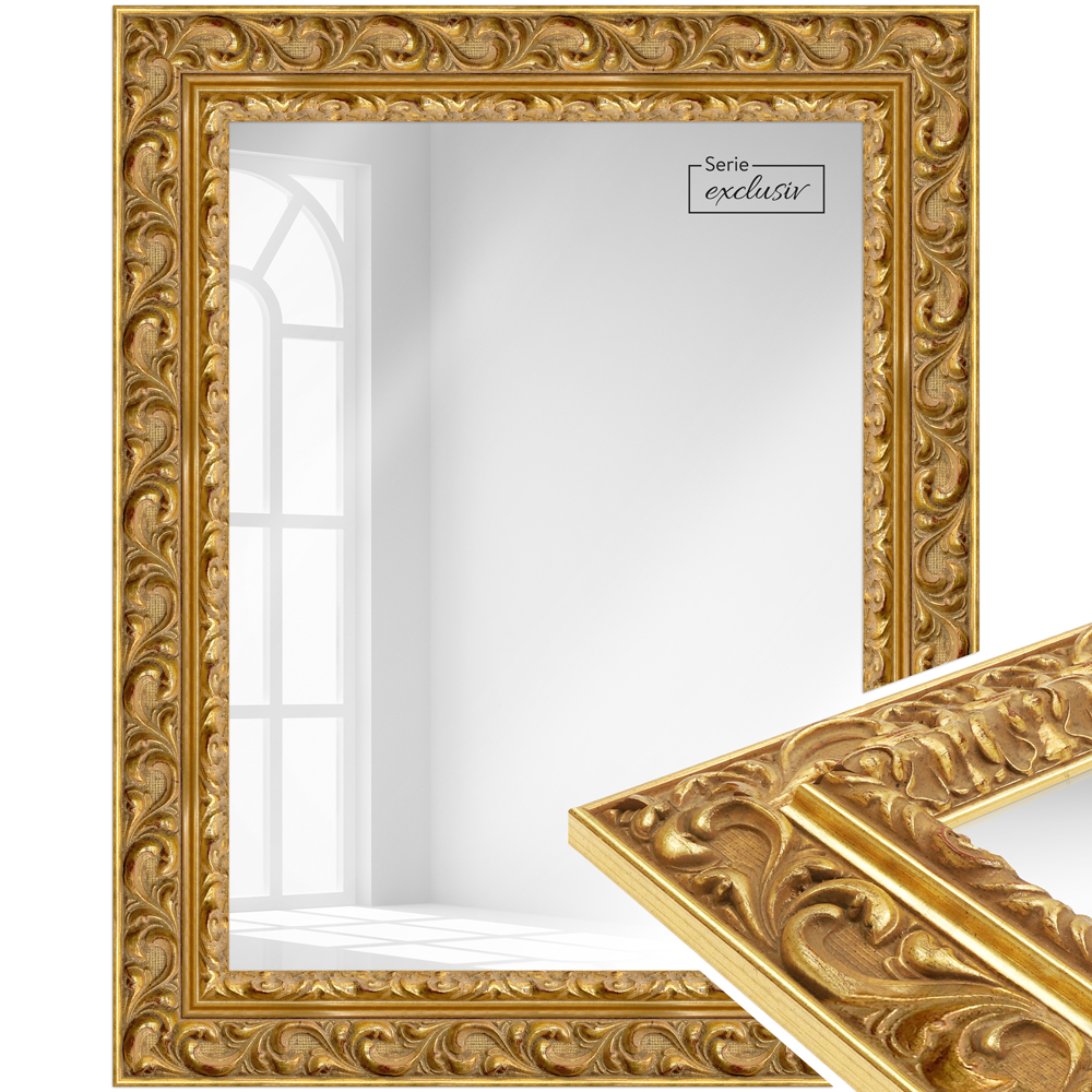 Mende Frames Wandspiegel E046 Gold 28 x 35 cm aus Holz Made in Germany