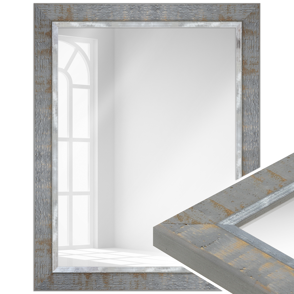 Mende Frames Wandspiegel H670 Grau 50 x 50 cm aus Holz Made in Germany