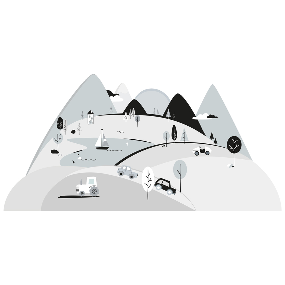 Wandtattoo graue Berge