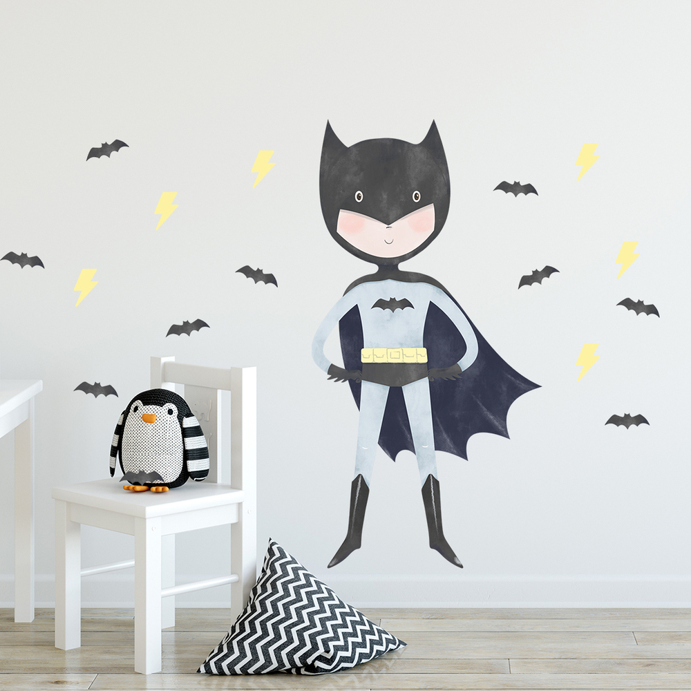 Wand dekoriert mit Superhelden Wandsticker