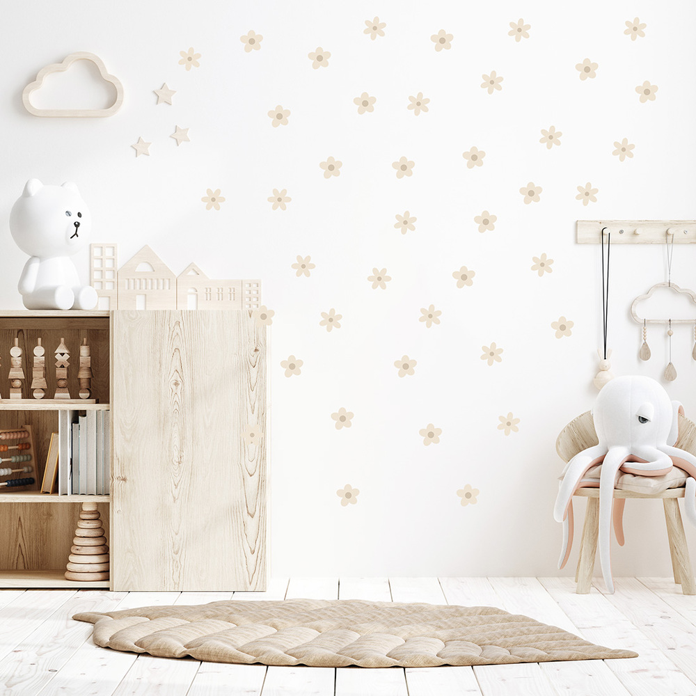 Wand dekoriert mit Gänseblümchen I Wandsticker