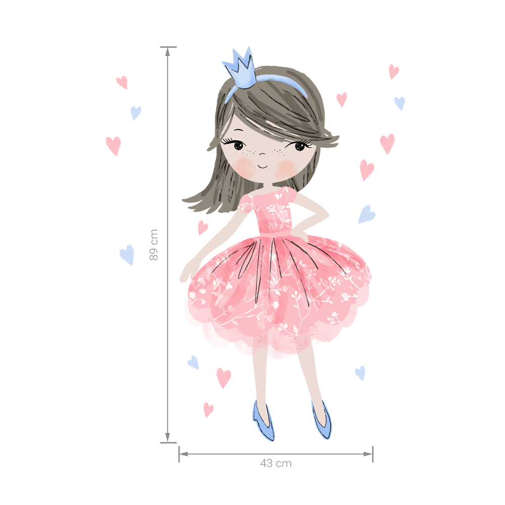 Größenabmessung Prinzessin Rosa Wandtattoo