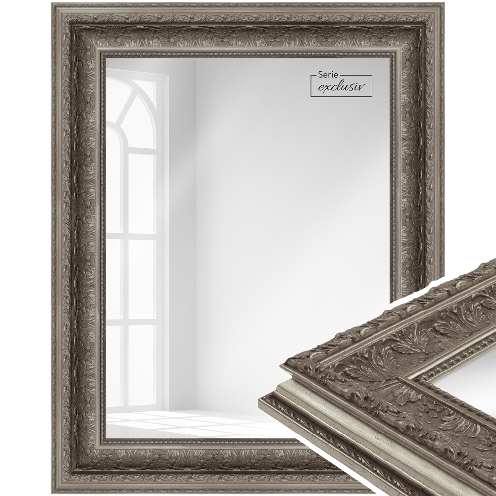 Mende Frames Wandspiegel E034 Silber 40 x 60 cm aus Holz Made in Germany