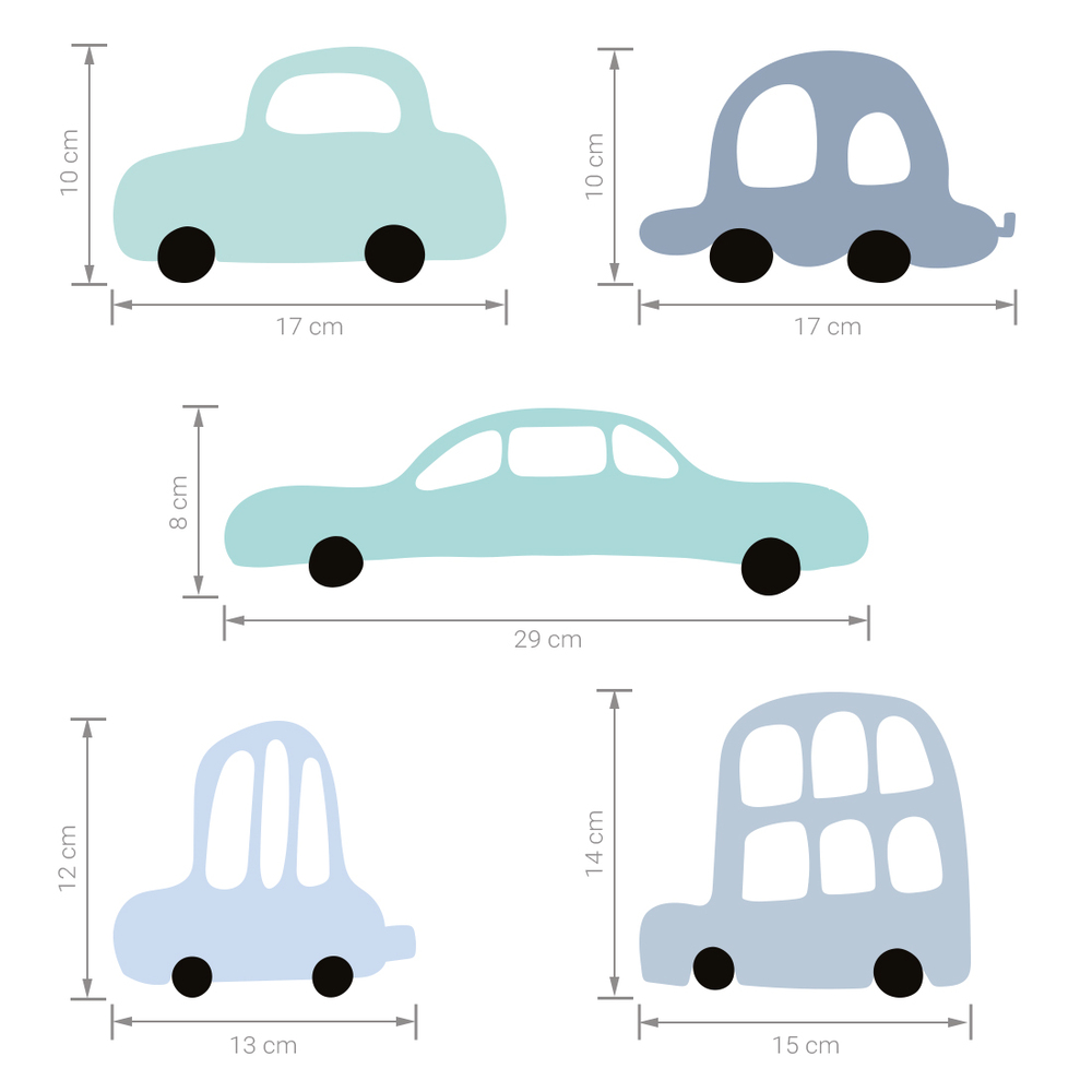 Größenabmessung Autos Wandtattoo