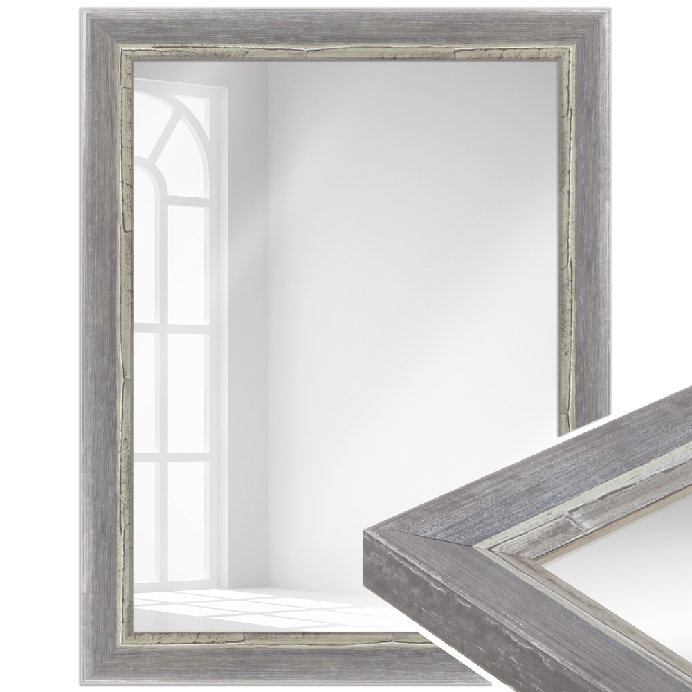 Mende Frames Wandspiegel H640 Grau 40 x 60 cm aus Holz Made in Germany