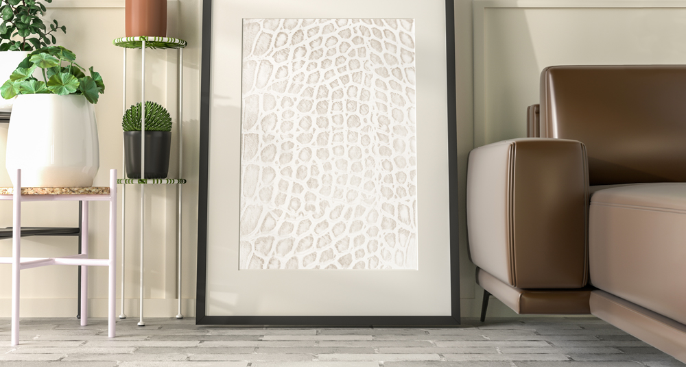 Großer Bilderrahmen mit weißem Passepartout schwarzer moderner DIN A1 Bilderrahmen