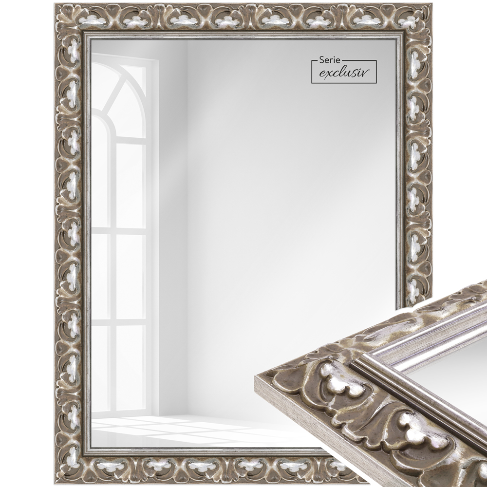 Mende Frames Wandspiegel E043 Silber 50 x 65 cm aus Holz Made in Germany