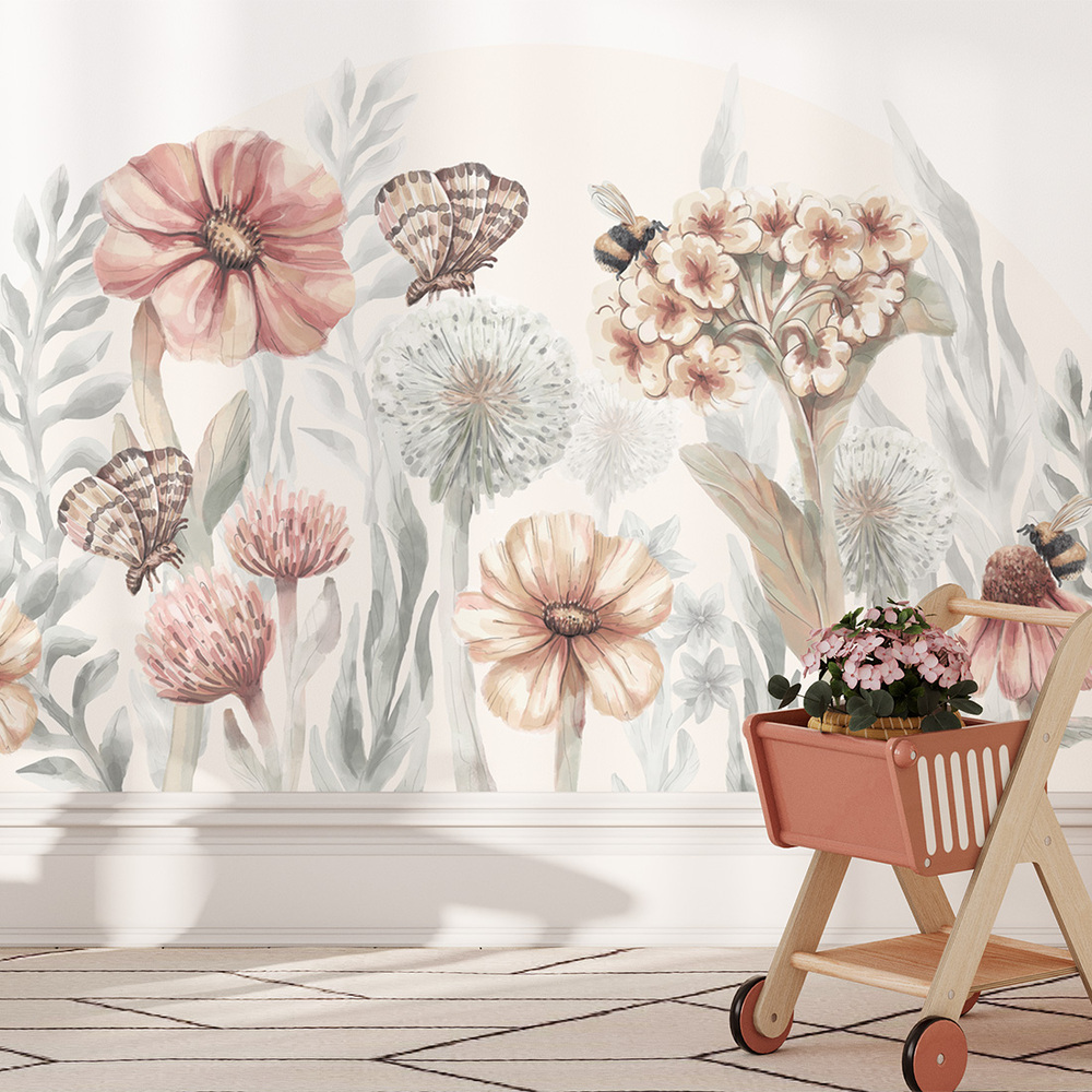 Kinderzimmer dekoriert mit Wildblumen Sticker