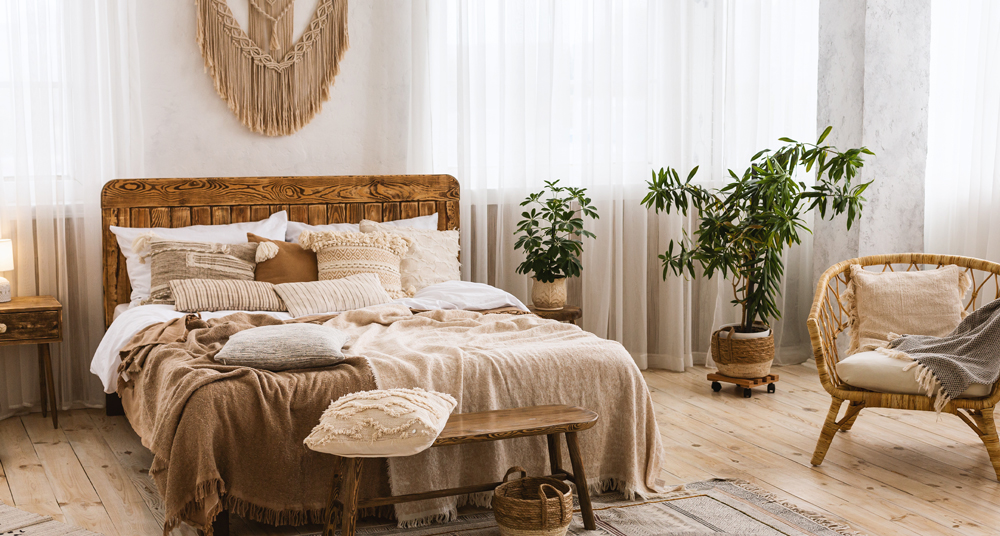 Schlafzimmer mit Dekoration im Landhaustil Schlafzimmer mit typischer Landhaus Deko