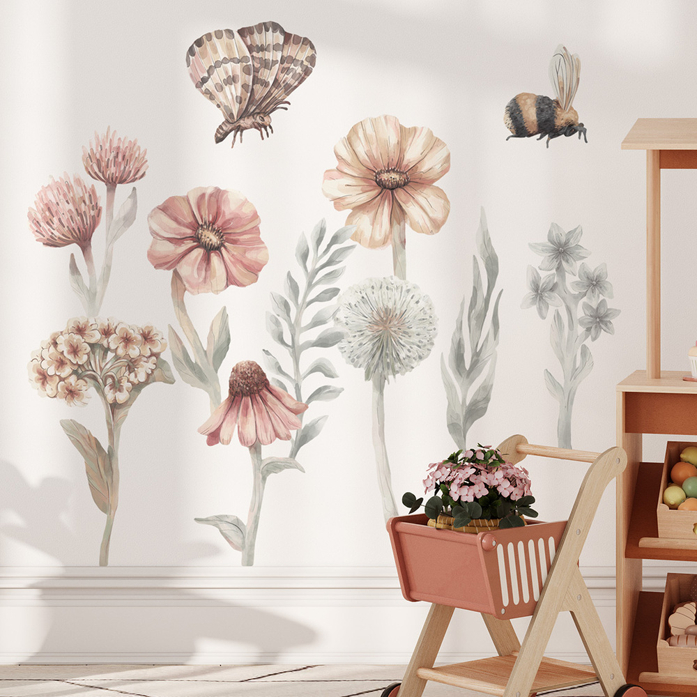 Kinderzimmer dekoriert mit Wildblumen-Set I Sticker