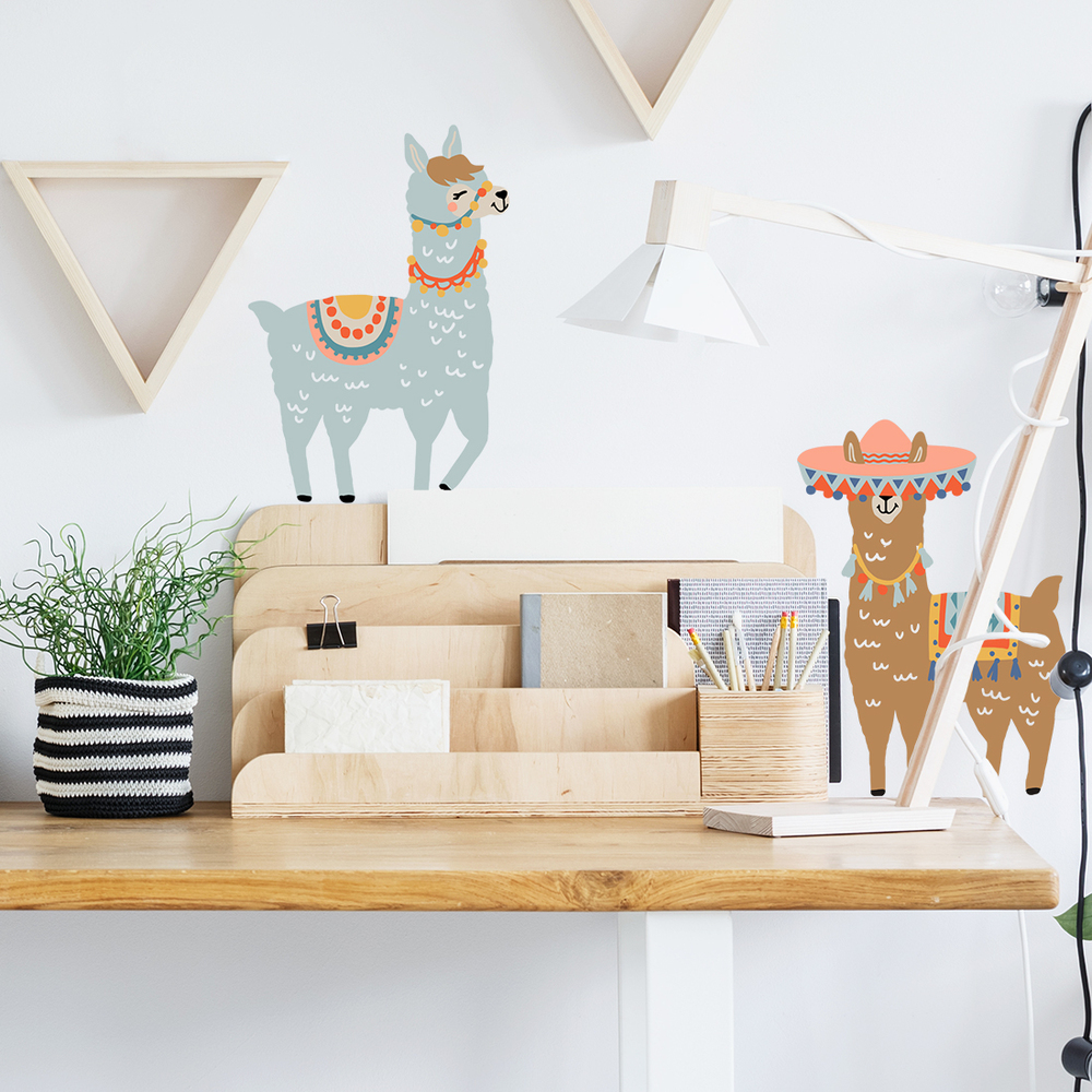 Wand dekoriert mit braune Lamas Wandsticker