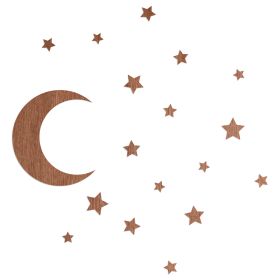 Décoration murale en bois | Lune et étoiles